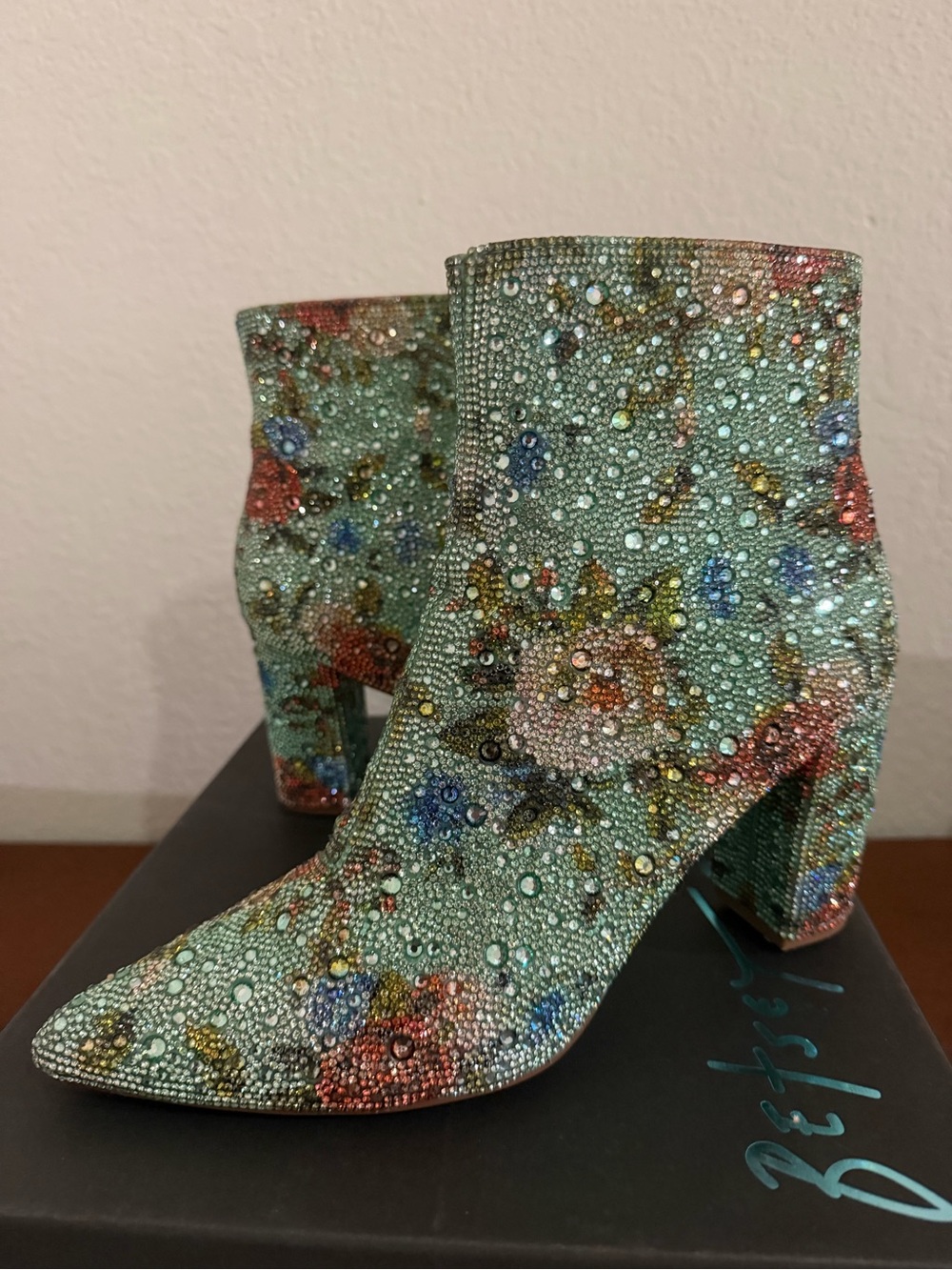 Betsey Johnson Cady Boots Green Floral
